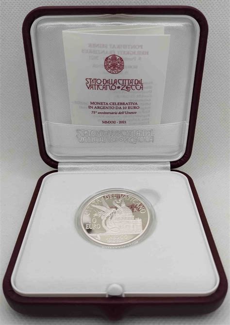 Vatican 10 Euro Silver Coin 75 Years UNESCO 2021 Euro Coins Tv