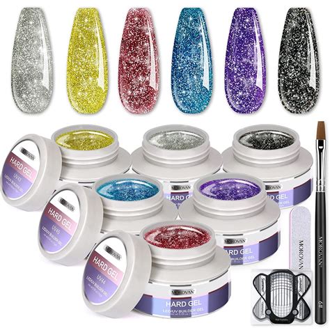 Morovan Builder Nail Gel For Nails 6 Colors Glitter Gel Uv Hard Gels