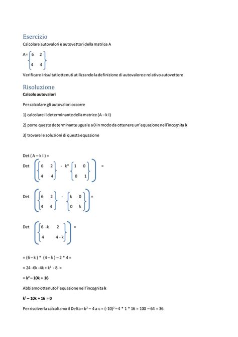 Esercizi Di Algebra Lineare Su Autovalori E Autovettori Pdf Free