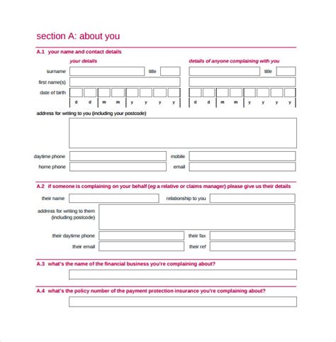 Free Sample Financial Ombudsman Complaint Forms In Pdf Ms Word