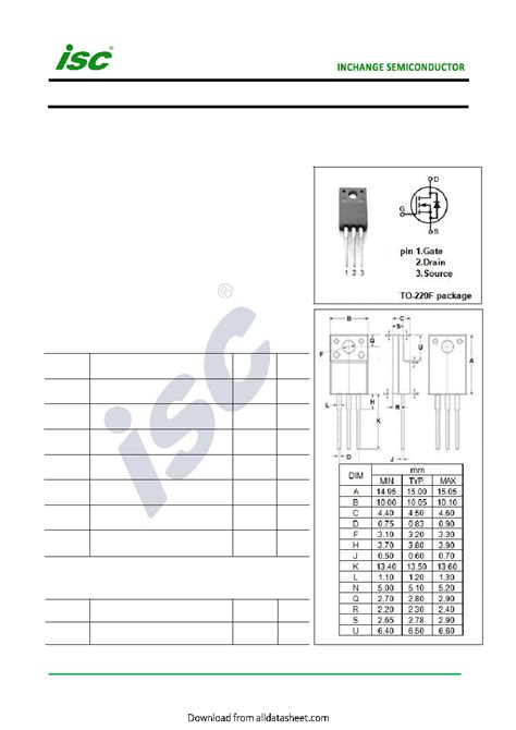 Fqpf N L Datasheet Pages Isc Isc N Channel Mosfet Transistor