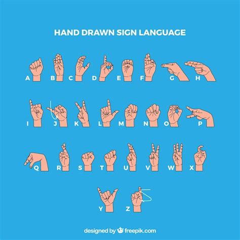 Free Vector Sign Language Alphabet In Hand Drawn Style