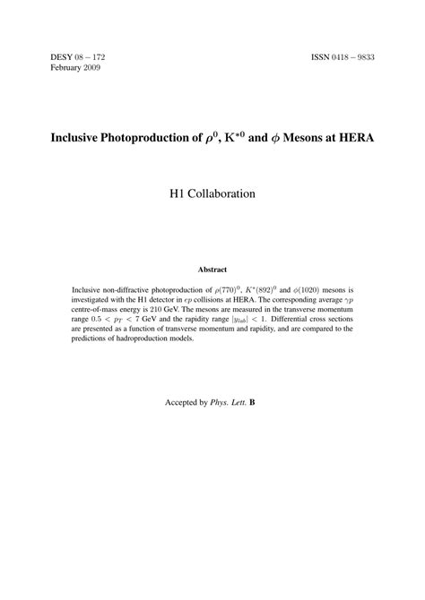 PDF Inclusive Photoproduction Of Rho 0 K 0 And Phi Mesons At HERA