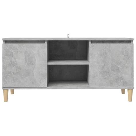 Dilwe Meuble TV avec pieds en bois massif Gris béton 103 5x35x50 cm2