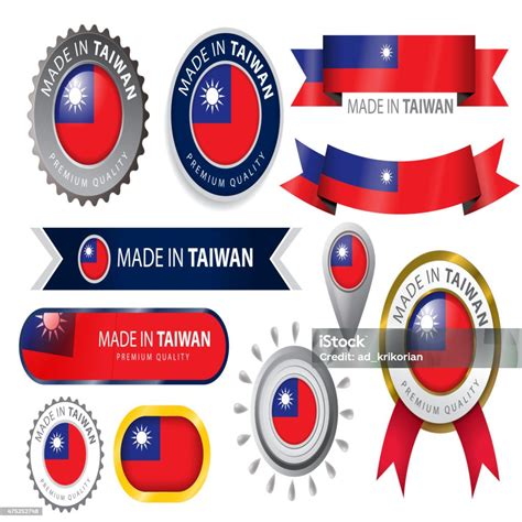 Made In Taiwan Seal Taiwanese Flag Stock Illustration Download Image