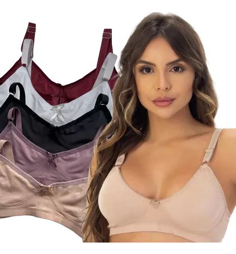 Kit5 Conjunto Lingerie Calcinha E Sutiã Liso Reforçado Cores