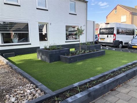 Border met leliegras Voortuin Tuin en terras Voortuinideeën