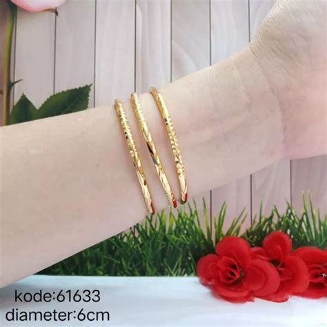 Jual Gelang Keroncong Titanium Anti Karat Lapis Emas K Isi Pcs