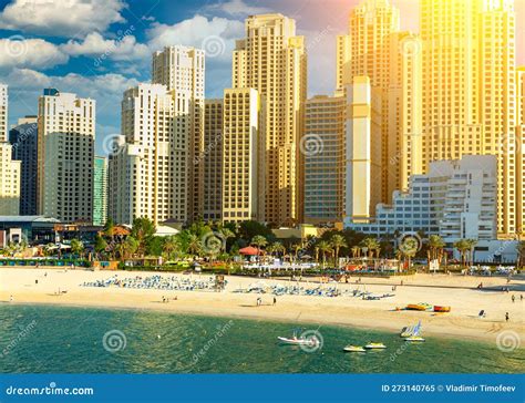 View On Dubai Marina Camels And Famous Jumeirah Beach In Dubai United