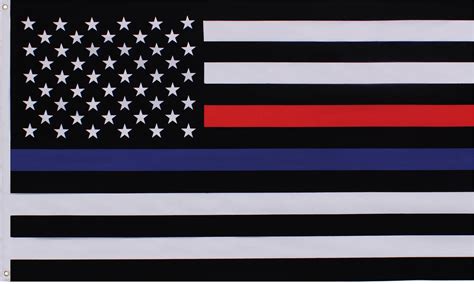 Us American Thin Blue Line Support The Police And Thin Red Line Support The Firefighters Flag