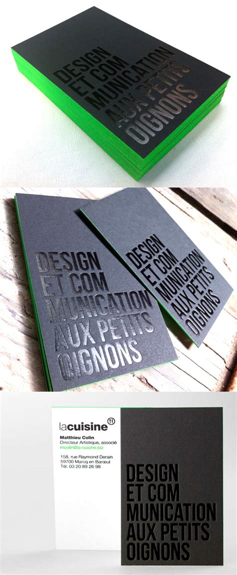 Modern Black Hot Foil Stamped Business Cards With Neon Green Edge ...