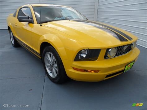 Screaming Yellow Ford Mustang V Deluxe Coupe Exterior Photo