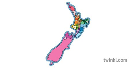 New Zealand Map Iwi No Background Ks1 Illustration Twinkl