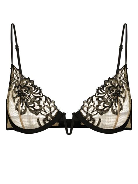 Kiki De Montparnasse Cezanne Floral Embroidered Demi Bra In Black Lyst