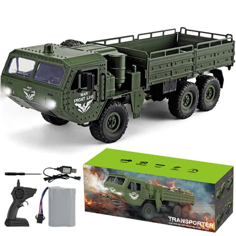 Rc Military Truck 6wd Rechargeable 2 4ghz Remote Control Army Car 15km