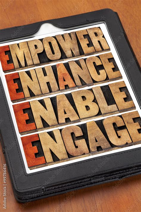 Empower Enhance Enable And Engage Stock Photo Adobe Stock