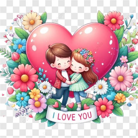 Valentine Day Romantic Couple Vector Art Transparent Background