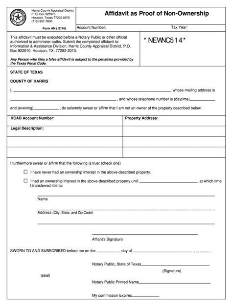 Affidavit Of Non Prosecution Form Harris County