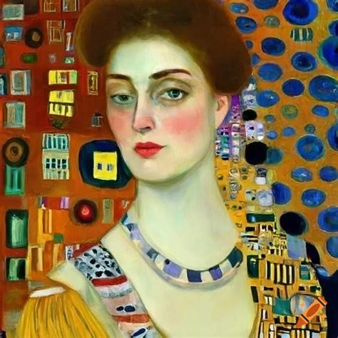 Portrait Of A Woman In Gustav Klimt Style On Craiyon