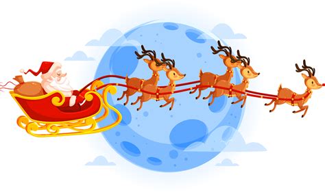 Moon Vector Merry Christmas Xmas Over The Moon Sleigh Png Images