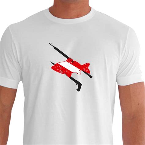 Camiseta Pesca Submarina Caça Sub em Apneia Mergulhador Cardume