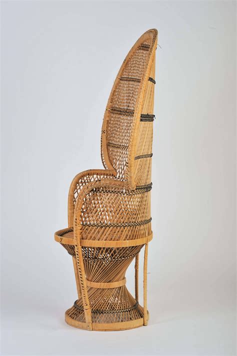 Large Vintage Bohemian 1970s Wicker Emmanuel Peacock Chair For Sale At