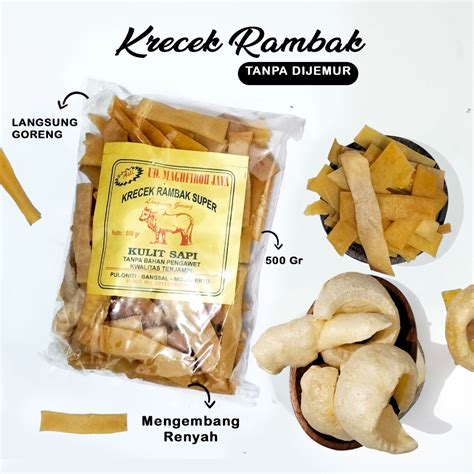 Jual Krecek Rambak Sapi Asli Mentah Gr Krupuk Kulit Sapi Ukuran