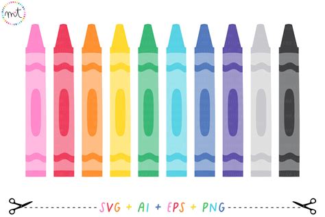 Rainbow Crayons Graphic by Miss Tiina · Creative Fabrica