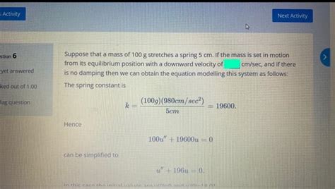 Solved 5 Activity Stion 6 Yet Answered Ked Out Of 1 00 Lag Chegg