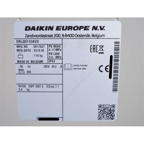 Daikin Unit Ext Rieure De Pompe Chaleur Air Eau Kw Erlq Cav