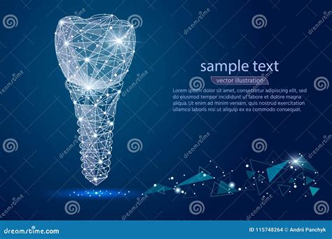 Abstract Design Dental Implant Icon Isolated From Low Poly Wireframe On