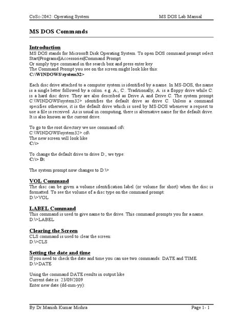 DOS Commands | PDF | Command Line Interface | Computer File