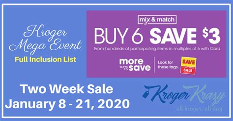 Kroger Buy Save Mega Event Full Inclusion List Week Sale