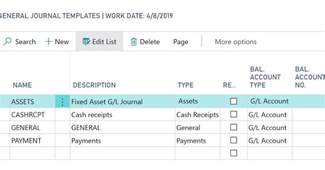 General Journal Templates And Batches In D Bc