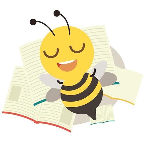 A Bee Is Reading A Book And Smiling