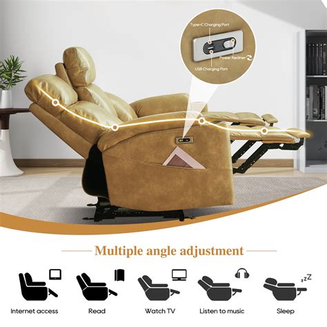 LVUYOYO Power Reclining Sofa, 3-Seat Dual Recliner with USB & Type-C Ports, Cup Holders, Wall ...