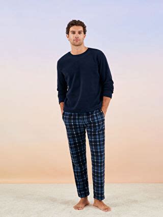 Standard Pattern Plaid Fleece Men S Pajamas Set W Bk Z Rff