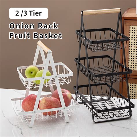 2 3 Tier Onion Rack Fruit Basket Rak Bawang Bertingkat Vegetable