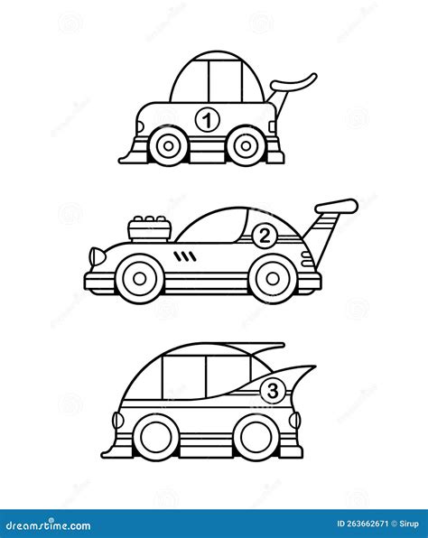 Car Race Coloring Page. Formula 1 Black Line Vector Illustration On ...