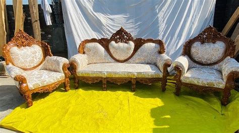 Teak Wood 5 Seater Designer Wooden Carved Sofa Set At Rs 40999 In