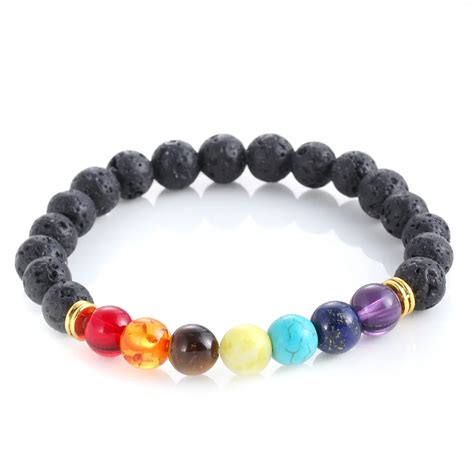 Livvy Calor Rica E Colorida Bergamota Cadeia Pedra Natural Lava Beads