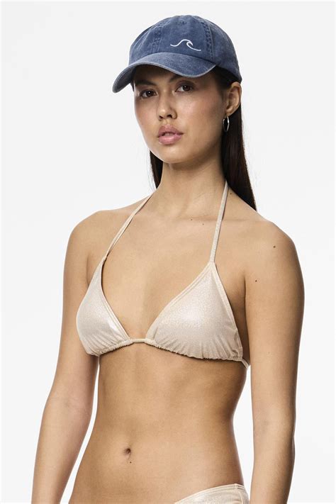 Top De Bikini Triangular Metalizado Bikinis De Mujer SPF