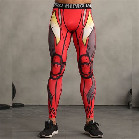 Iron Man D Printed Leggings Men Captain American Pattern Compression