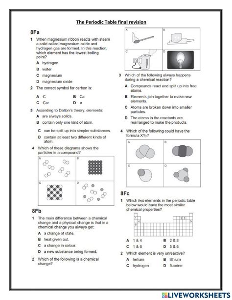 The periodic table exercise | Live Worksheets - Worksheets Library