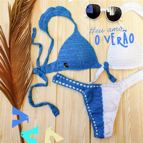 Biquíni Ivana feito em crochê os fios BIKINI e PINGOUIN 1000