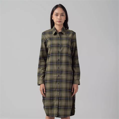 Jual Benhill Benhill Kemeja Tunik Flannel Wanita Kotak Hijau