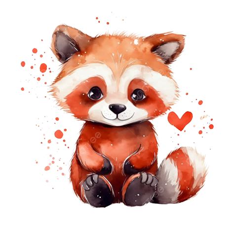 Joli Panda Roux PNG Mignonne Panda Rouge Aquarelle Fichier PNG Et