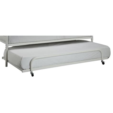 Twin size Roll Out Trundle Bed Frame in White Metal