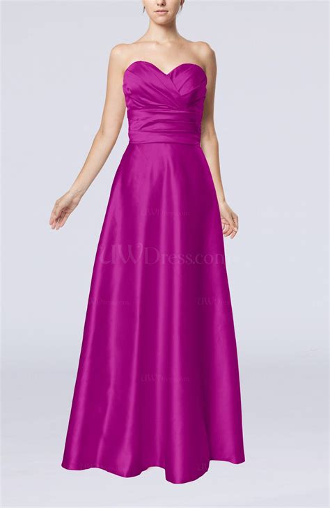 Purple Wine Simple A-line Sweetheart Elastic Woven Satin Floor Length Evening Dresses - UWDress.com