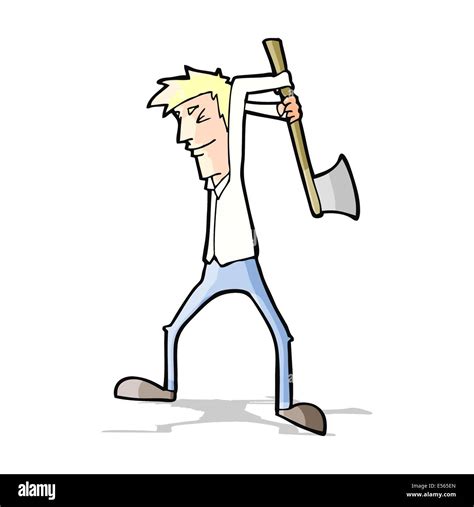 Cartoon Man Swinging Axe Stock Vector Image And Art Alamy